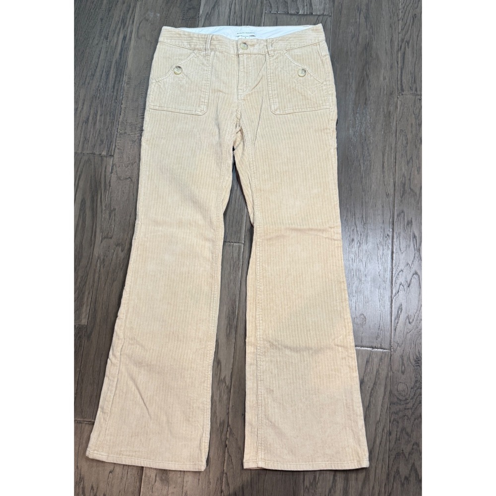Banana Republic Women Corduroy Flare Pants Stretch Size 4 Tan Beige Button Fly
